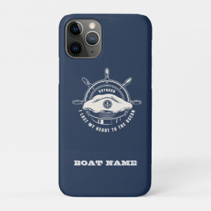 Funda Para iPhone 11 Pro Nombre de barco tema náutico azul marino 