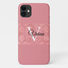 Funda Para iPhone 11 Nombre de Batik Rosado Ruddy Monogramado