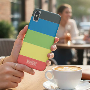 Funda Para iPhone X Nombre de bloque de color brillante
