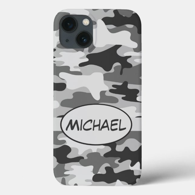Funda De Case-Mate Para iPhone Nombre de camuflaje gris de camo personalizado (Reverso)
