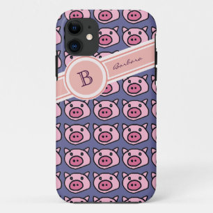 Funda Para iPhone 11 nombre de cerdos lindos inicial