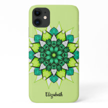 Nombre de color verde de la flor abstracta mandala