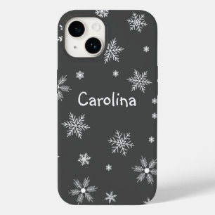 Funda Para iPhone 14 De Case-Mate nombre de copos de nieve blancos