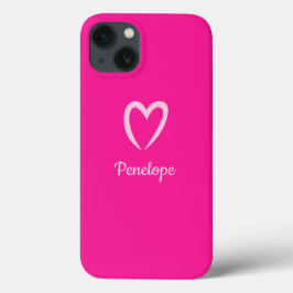 Funda Para iPhone 13 Nombre de corazón rosado caliente Minimalista