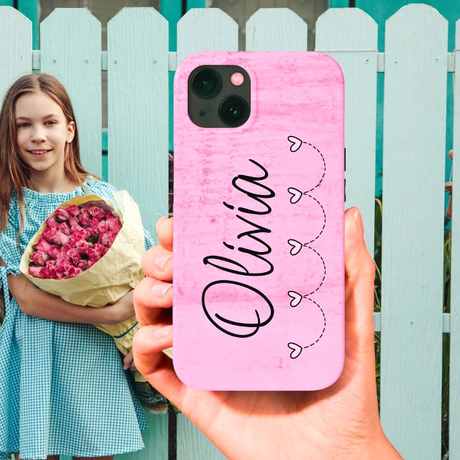 Funda De Case-Mate Para iPhone Nombre de Corazones rosados (Subido por el creador)