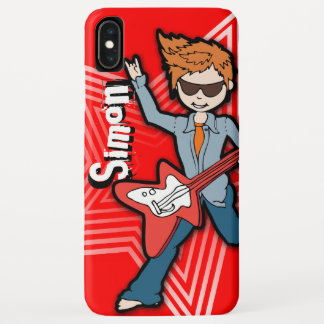 Funda Para iPhone XS Max Nombre de costumbre rojo del chico de la guitarra 