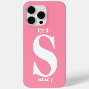 Funda Para iPhone 15 Pro Max Nombre de Dr. personalizado moderno oscuro rosa