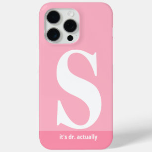 Funda Para iPhone 15 Pro Max Nombre de Dr. personalizado moderno oscuro rosa bl