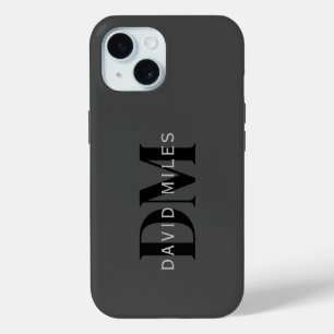 Funda Para iPhone 15 Nombre de empresa editable gris (o cualquier otro 