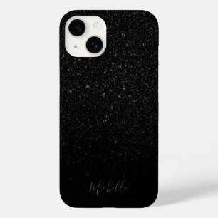 Funda Para iPhone 14 De Case-Mate Nombre de encargo minimalista del purpurina negro