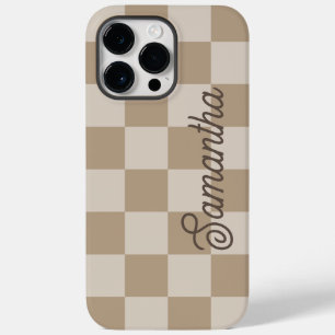 Funda Para iPhone 14 Pro Max De Case-Mate Nombre de Escritura en Cuadros Beige Taupe