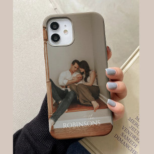 Funda Para iPhone 15 Nombre de familia de foto completa minimalista mod