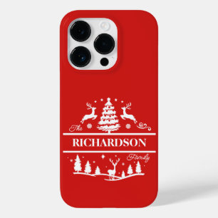 Funda Para iPhone 14 Pro De Case-Mate Nombre de familia personalizada de Navidades rojos