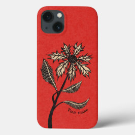 Funda Para iPhone 15 Nombre de flor retro vintage gótica tinta roja y n