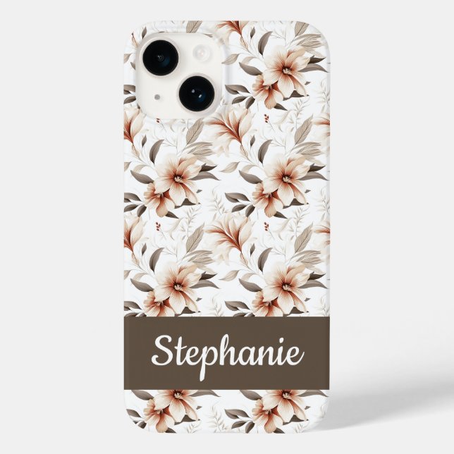 Funda De Case-Mate Para iPhone Nombre de flor silvestre acuarela rosa marrón (Reverso )