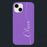 Funda Para iPhone 14 De Case-Mate Nombre de guión elegante de caligrafía blanca Amet<br><div class="desc">Amethyst Elegant White Caligraphy Script Personalizado Nombre personalizado iPhone 14 Smart Phone Cases presenta un diseño moderno y moderno,  sencillo y elegante con su nombre personalizado en una tipografía de caligrafía escrita a mano elegante con un fondo ametista. Diseñado por ©Evco Studio www.zazzle.com/store/evcostudio</div>