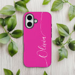 Funda Para iPhone 14 De Case-Mate Nombre de guión elegante de caligrafía rosa blanca<br><div class="desc">Personalizado de escritura de caligrafía rosa elegante y blanco con nombre personalizado iPhone 14 Smart Phone Cases presenta un diseño moderno,  sencillo y elegante con su nombre personalizado en una tipografía de caligrafía escrita a mano elegante con un fondo rosa suave. Diseñado por ©Evco Studio www.zazzle.com/store/evcostudio</div>