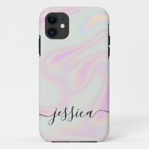 Funda Para iPhone 11 Nombre de guión elegante holográfico