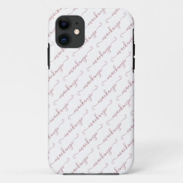 Funda Para iPhone 11 Nombre de guión manuscrito blanco y Rosa dorado de