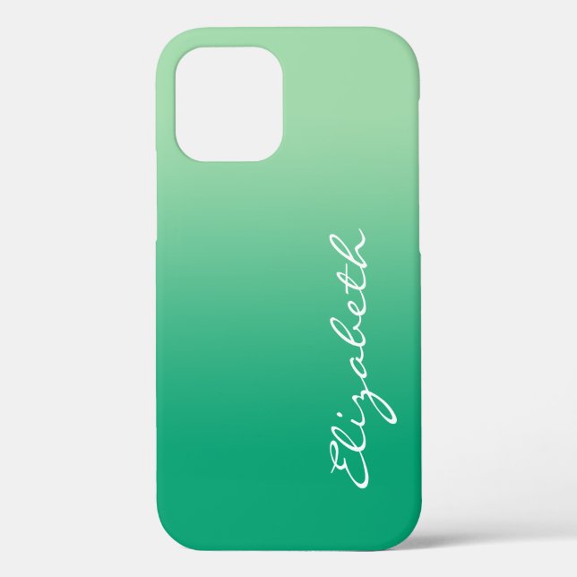 Funda De Case-Mate Para iPhone Nombre de guión manuscrito Gradiente verde oscuro  (Reverso )