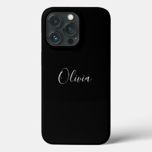 Funda Para iPhone 13 Pro Nombre de guión moderno monograma elegante negro p