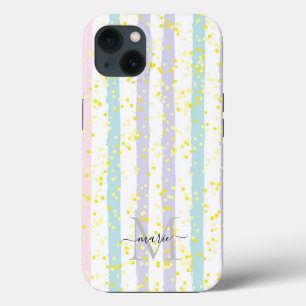 Funda Para iPhone 13 Nombre de guión monograma inicial de purpurina y f