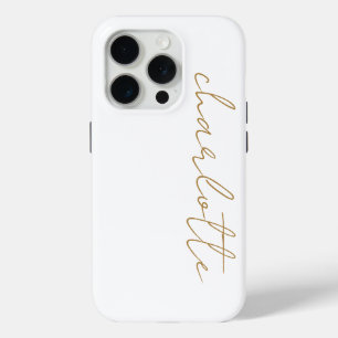 Funda Para iPhone 15 Pro Nombre de guión oro Minimalista moderno simple