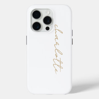 Funda Para iPhone 15 Pro Nombre de guión oro Minimalista moderno simple