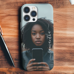 Funda Para iPhone 15 Mini Nombre de guión personalizado de foto