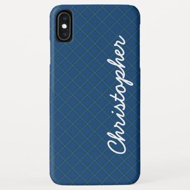 Funda De Case-Mate Para iPhone Nombre de guión retro verde azul (Reverso)