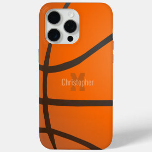 Funda Para iPhone 15 Pro Max Nombre de Iniciales de Monograma de Baloncesto Per