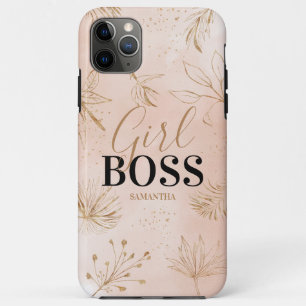 Funda Para iPhone 11 Pro Max Nombre de jefe del Chica de oro y rosa de moda Gir