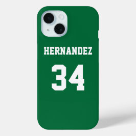 Funda Para iPhone 15 Nombre de Jersey personalizado número verde y blan