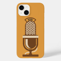 Nombre de la estación de radio con logotipo de mic