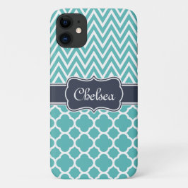 Funda Para iPhone 11 Nombre de la Marina de los Patrones Chevron de Qua