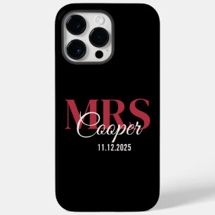 Funda Para iPhone 14 Pro Max De Case-Mate Nombre De La Novia Con Fecha Boda Crimson Tex Colo