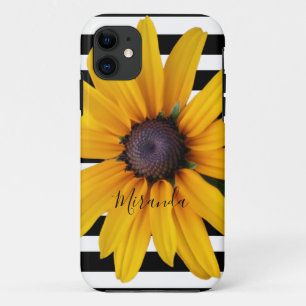 Funda Para iPhone 11 Nombre de las franjas blancas amarillas de la flor