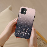 Funda Para iPhone 11 Nombre de las parqueas de Purpurina negro y rosa m<br><div class="desc">Nombre de las parqueas de Purpurina negro y rosa moderno</div>