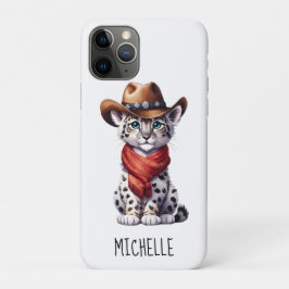 Funda Para iPhone 11 Pro Nombre de Leopardo de la Nieve de Cowboy Cute