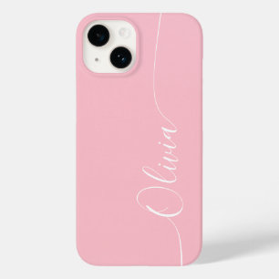 Funda Para iPhone 14 De Case-Mate Nombre de letra caligráfica elegante blanca rosa