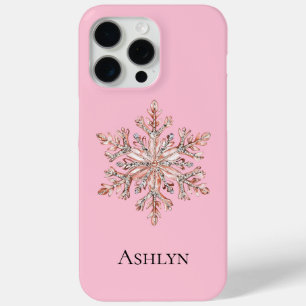 Funda Para iPhone 15 Pro Max Nombre de los Navidades de copo de nieve de oro Ro