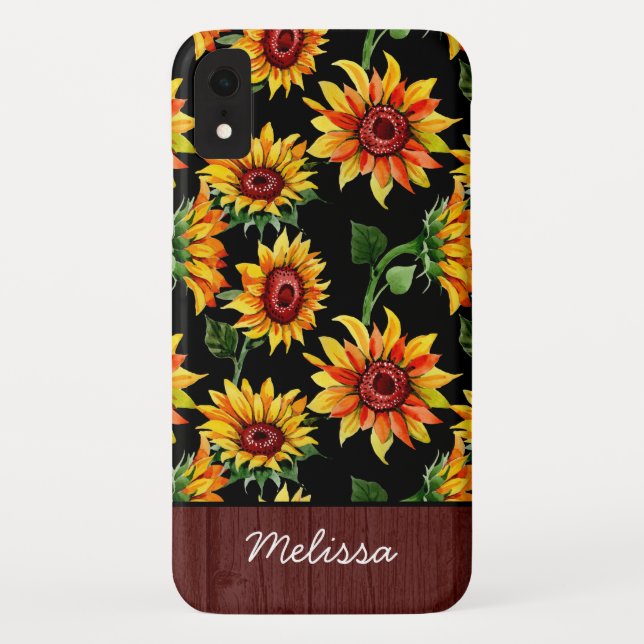 Funda De Case-Mate Para iPhone Nombre de madera de girasol ruso personalizado (Reverso)