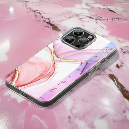 Funda Para iPhone 14 Pro Max De Case-Mate Nombre de Mármol de piedra de Purpurina inspirado 