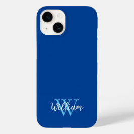 Funda Para iPhone 14 De Case-Mate Nombre de monograma azul personalizado