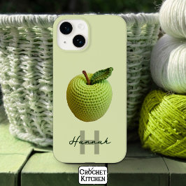 Funda Para iPhone 14 De Case-Mate Nombre de monograma de Apple Green Crochet de arte