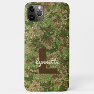 Funda Para iPhone 11 Pro Max Nombre de monograma de camuflaje verde silencioso 