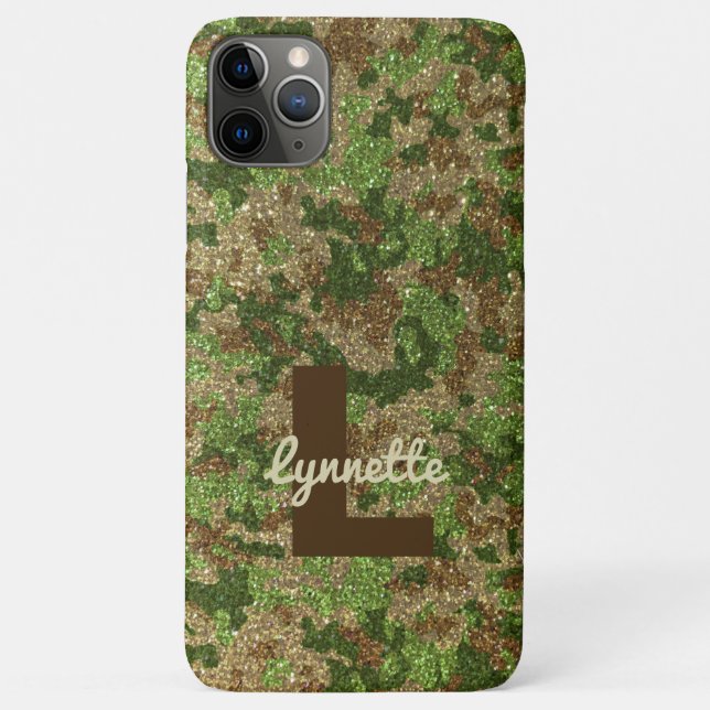 Funda De Case-Mate Para iPhone Nombre de monograma de camuflaje verde silencioso  (Reverso)