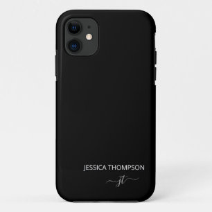 Funda Para iPhone 11 Nombre de monograma de chica con letra cursiva sim