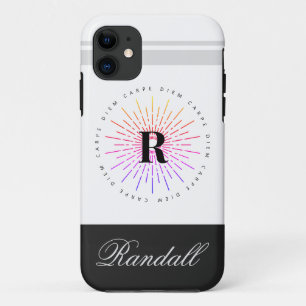 Funda Para iPhone 11 Nombre de monograma de símbolo de sol de tipo car