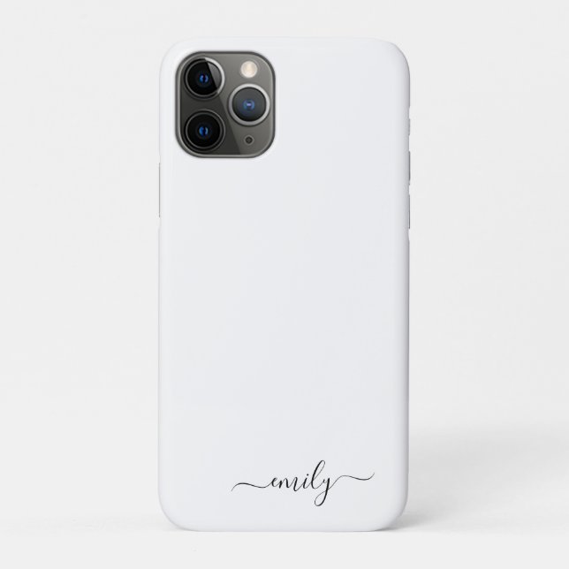 Funda De Case-Mate Para iPhone Nombre de monograma del guión moderno blanco negro (Reverso)